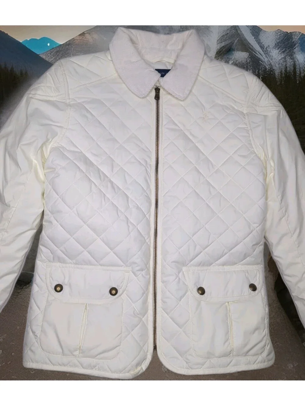 POLO RALPH LAUREN Quilted Jacket Girls XL 16 Women Small White Equestrian Barn